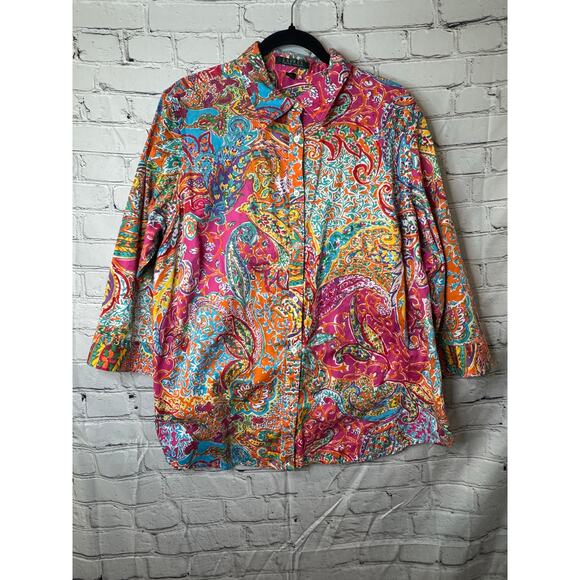 Ralph Lauren Multi Color Paisley Lightweight Blouse Size 2XL - Picture 1 of 4